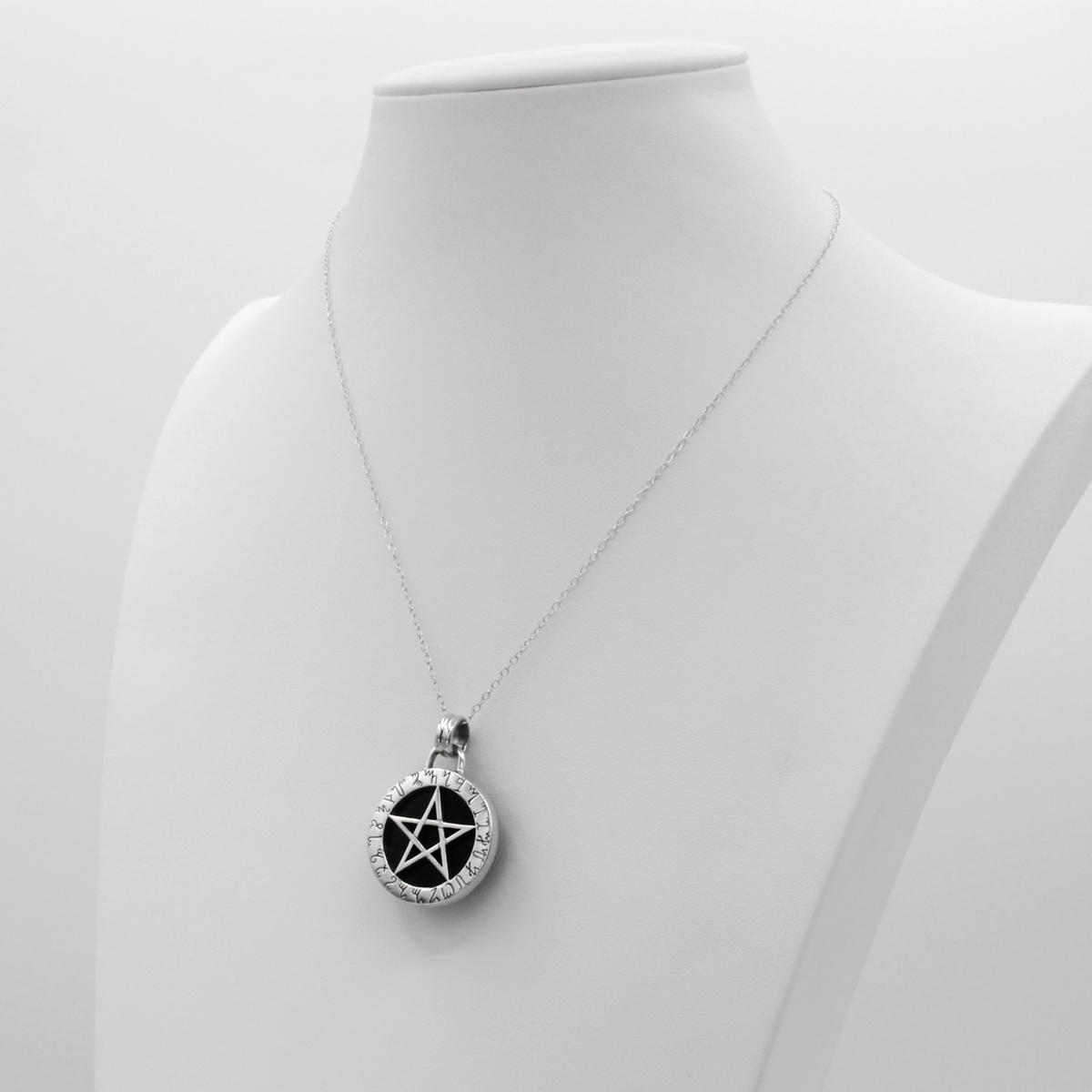 Sterling Silver Theban Scrying Disk Pentacle Pendant necklace | Samhain Jewelry