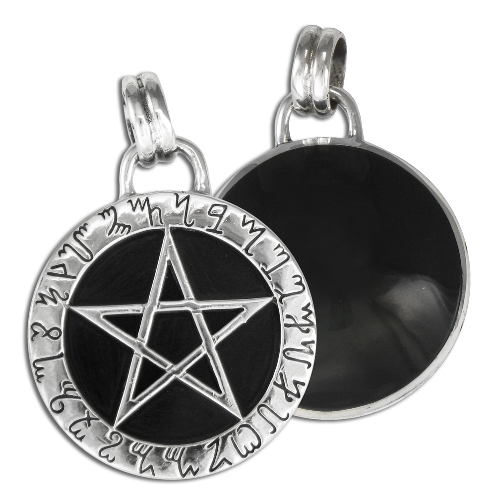 Sterling Silver Theban Scrying Disk Pentacle Pendant necklace | Samhain Jewelry
