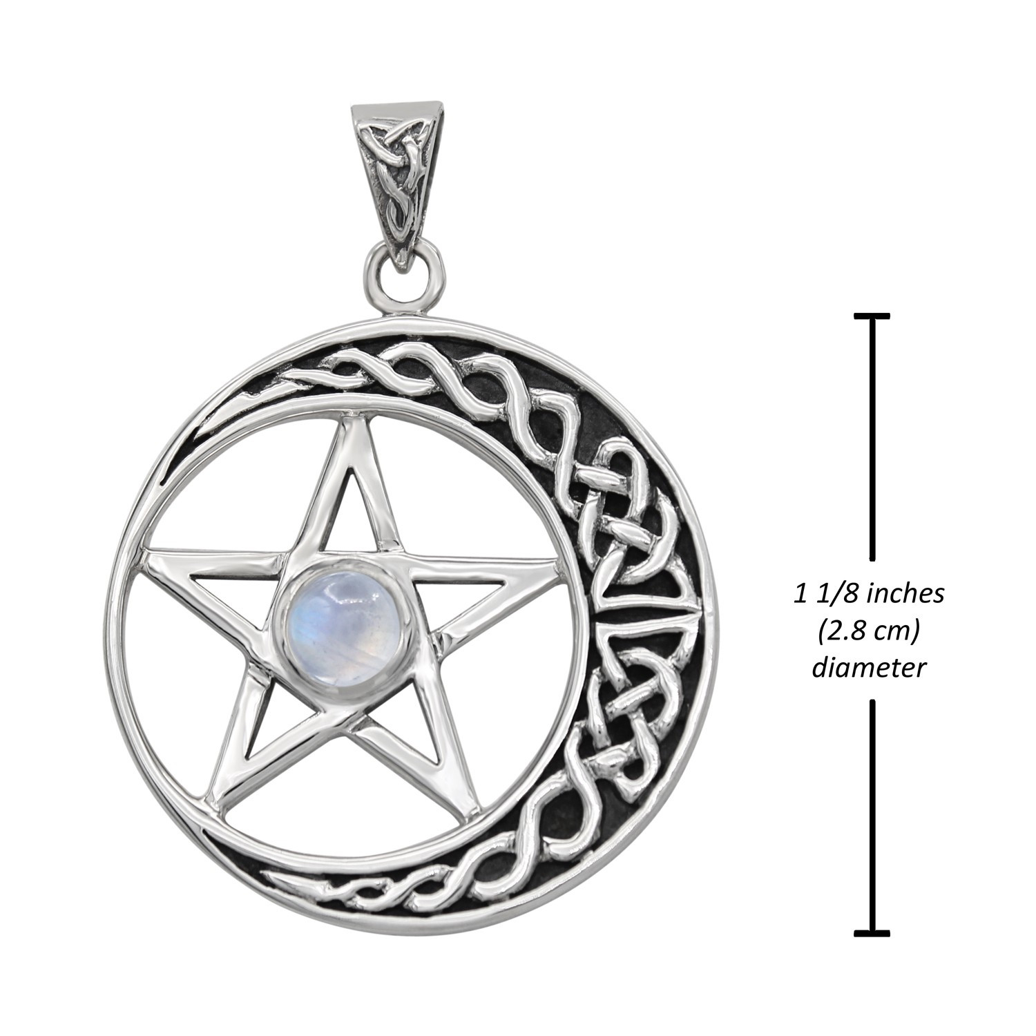服/ファッション MM Vermeil Crescent Moon Pentacle Pend.. Large Celtic Crescent Moon Pentagram Pentacle Pendant - Sterling