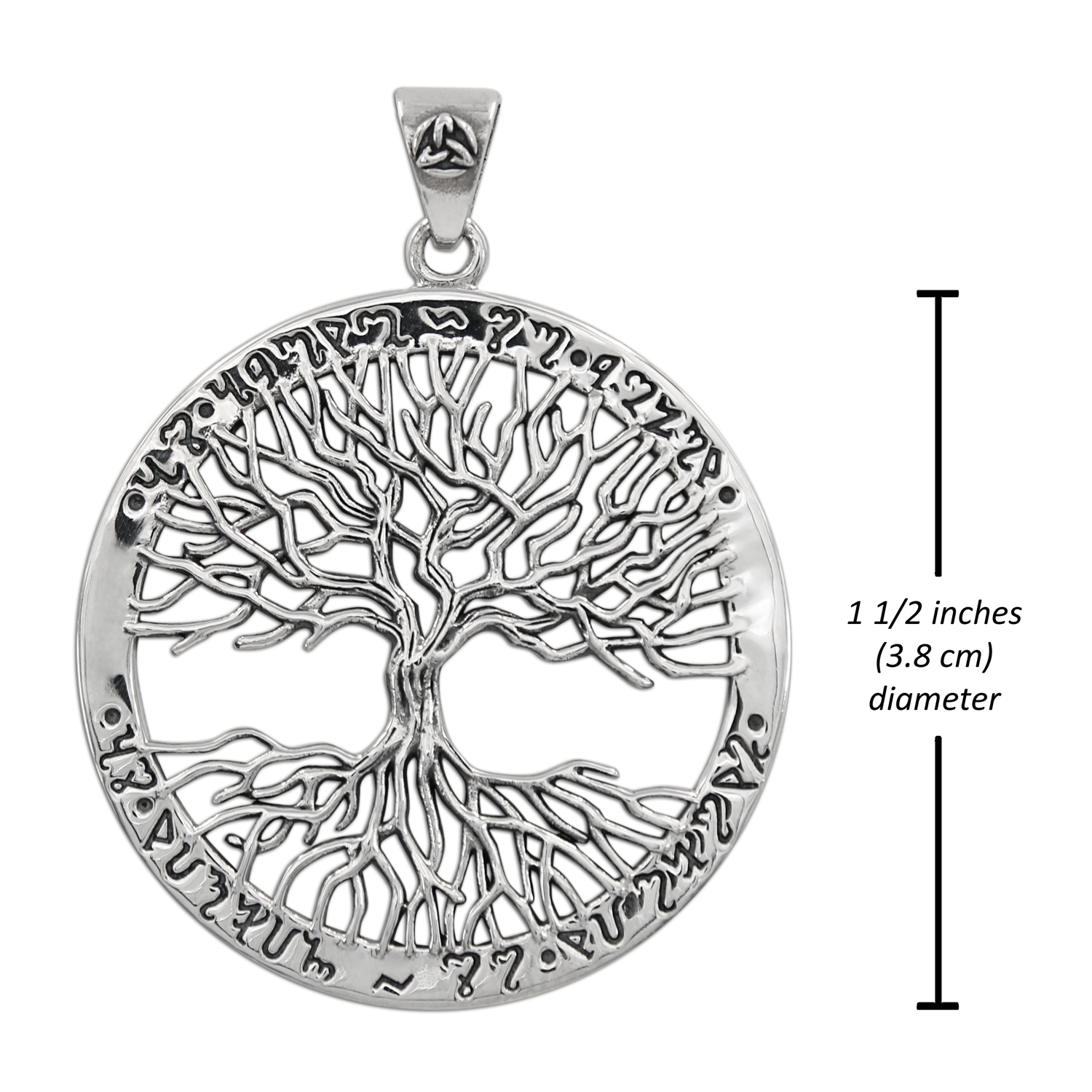 Measurement for the large tree of life necklace measuring 1.5 inches in diameter