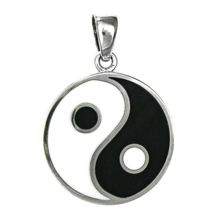 Sterling Silver Double Sided Yin Yang Pentacle Pentagram Pendant Jewelry