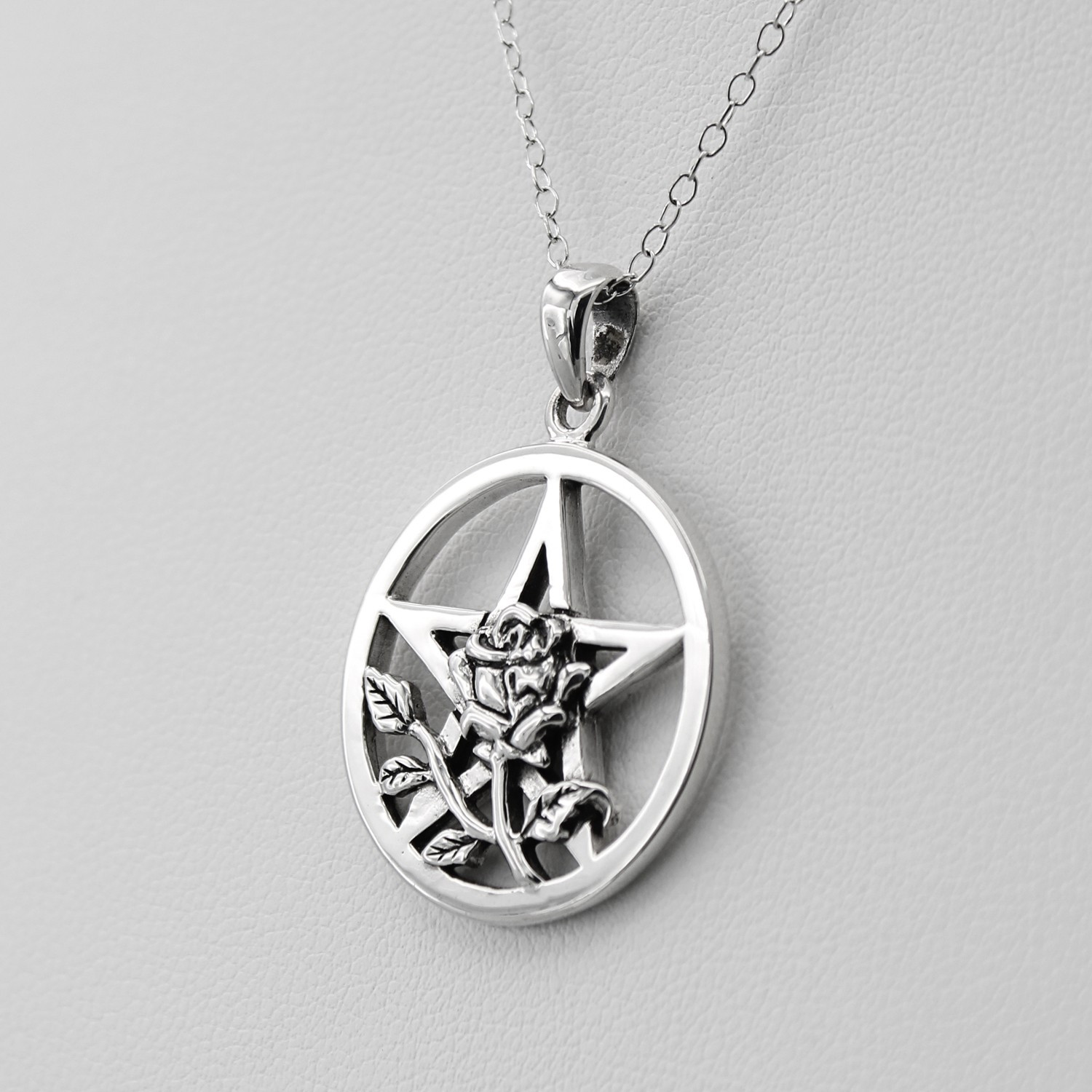 Witches Rose Pentacle Pentagram Pendant Necklace Witches Rose Pentacle Pentagram Pendant Necklace