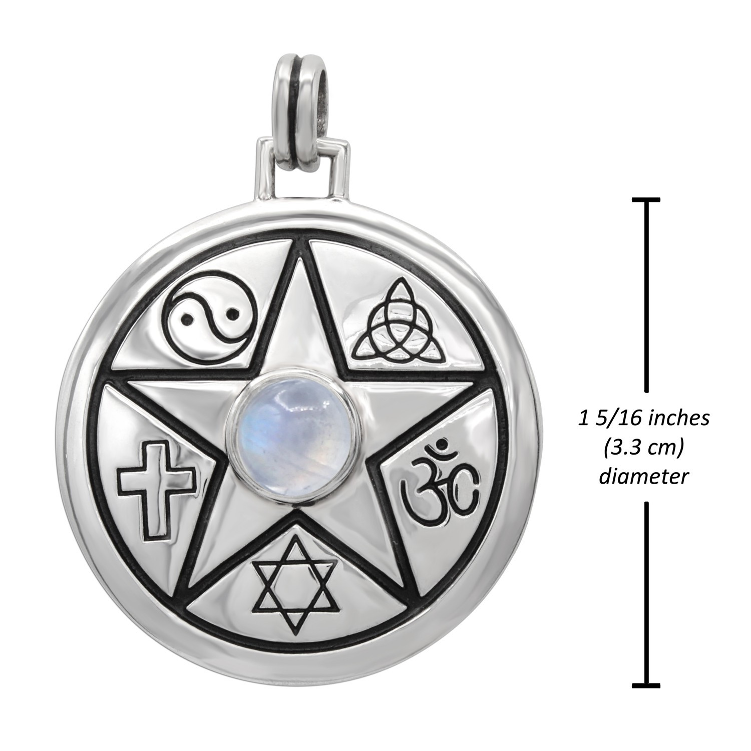 World Faith Pentacle Pendant Necklace Measurement 1.31 inches diameter (32 mm)