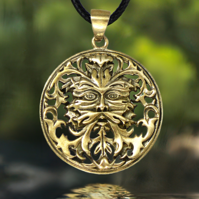 Green Man Pendant | Wiccan & Celtic Pagan Jewelry | Bronze Pagan Necklace | Jewelry for Men | Jewelry for Women
