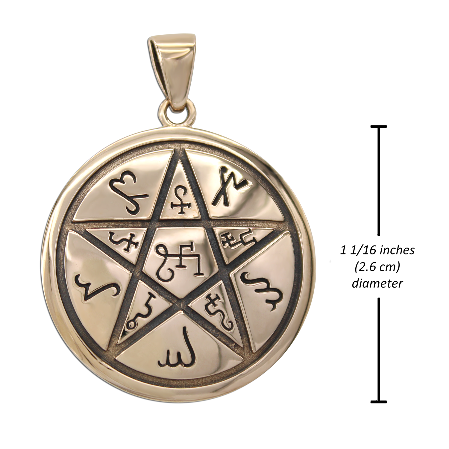 Earth Pentacle Pendant Measurement - 1.06 Inches Diameter