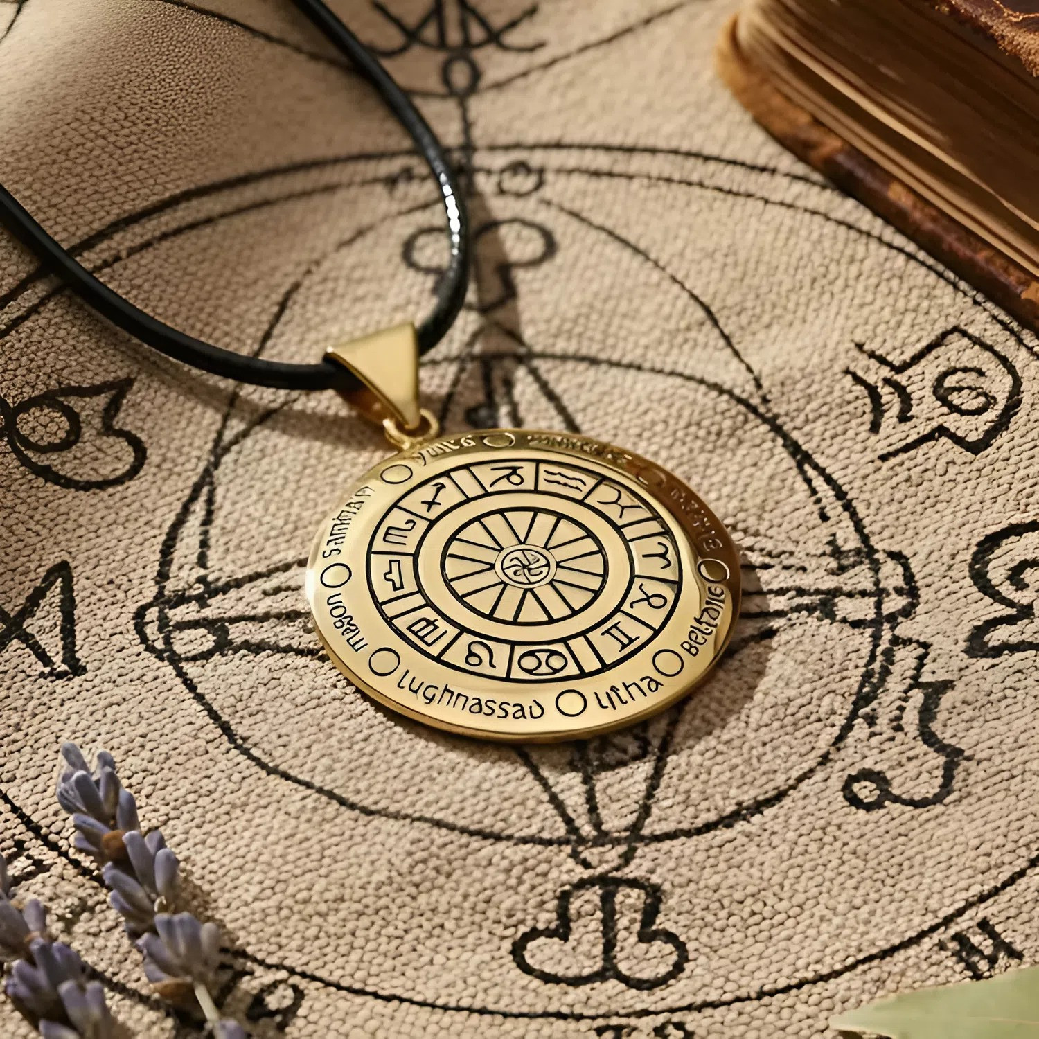 Wheel of the Year Pendant Solid Bronze Wiccan Pagan Calendar Necklace