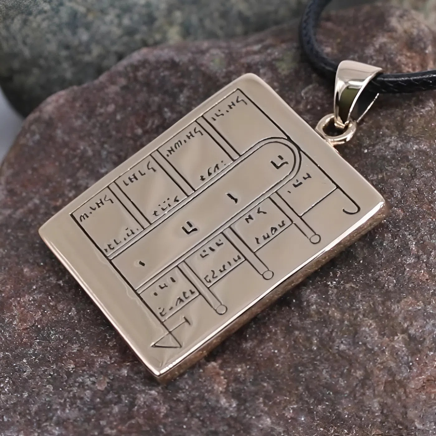 First Pentacle of the Moon Pendant Necklace - Solid Bronze Key of Solomon Jewelry