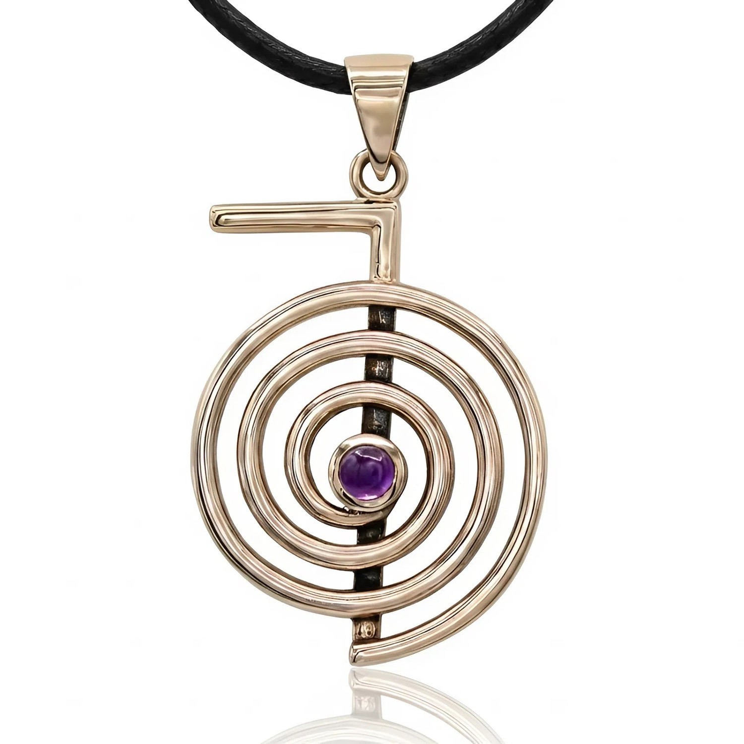 Bronze Cho Ku Rei Pendant | Reiki Necklace | Reiki Amethyst Jewelry