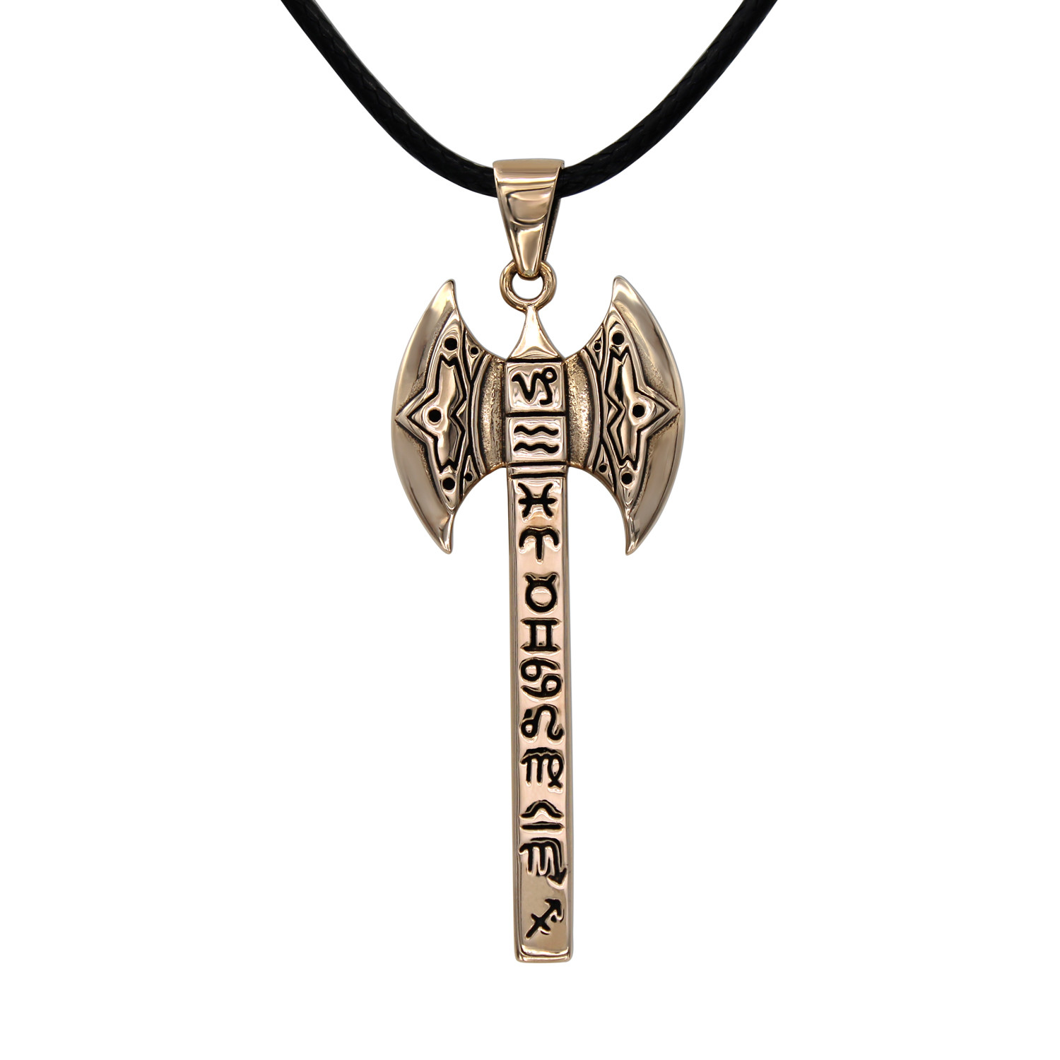 Labrys Zodiac Pendant in Bronze | Greek Goddess Hellenic Jewelry