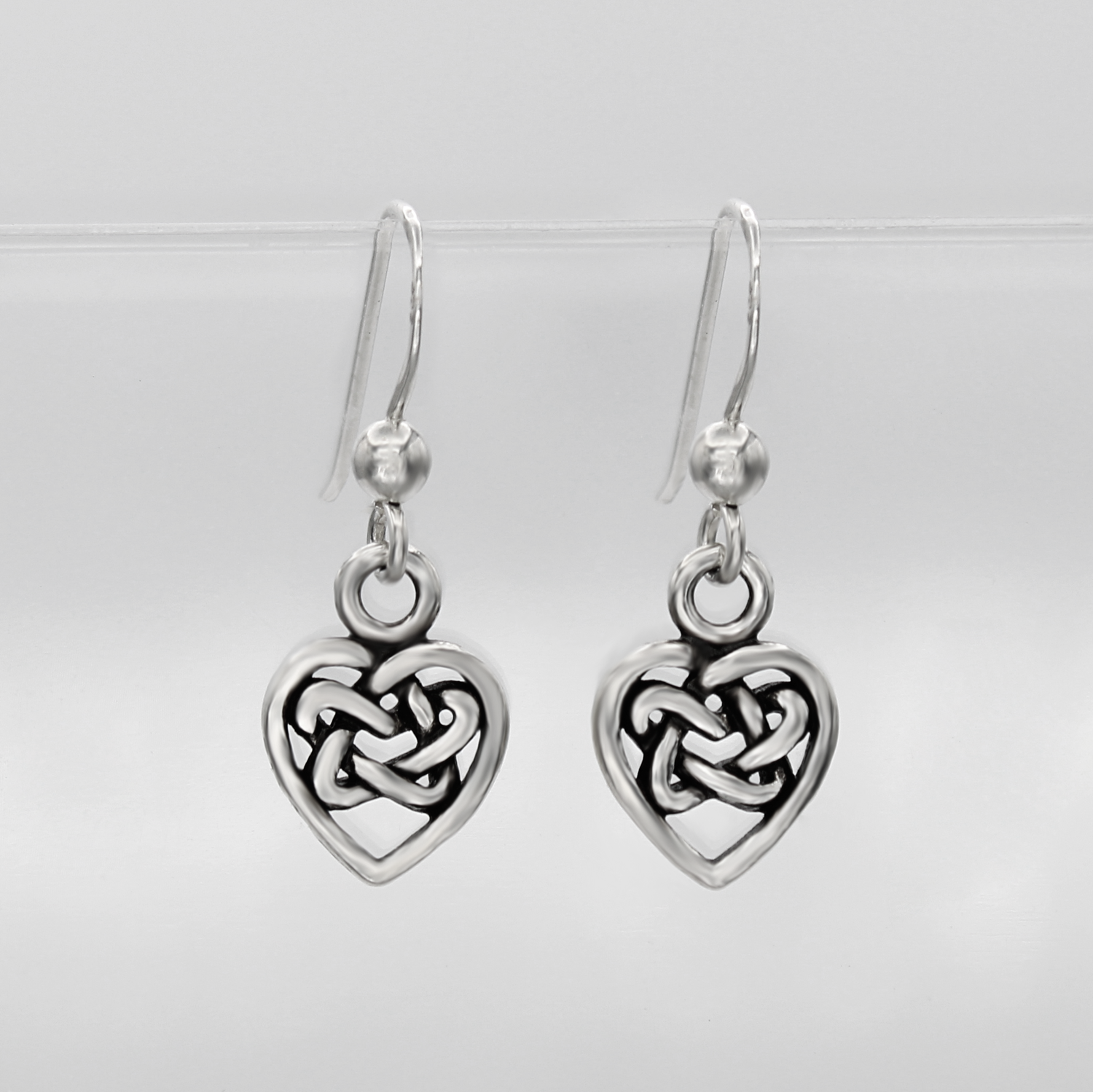 Heart Pentagram Dangle Earrings Hanging