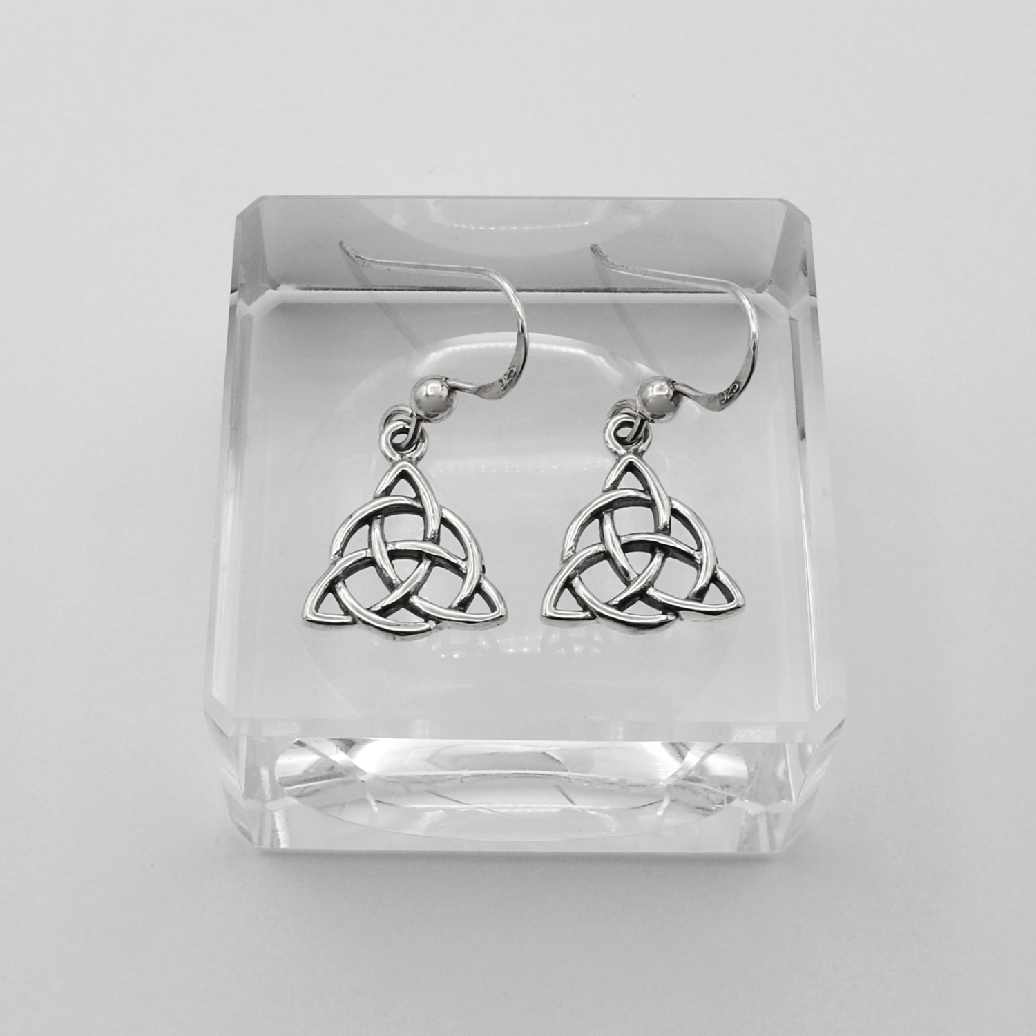 Womens Silver Celtic Gift Jewelry Trinity Knot Drop Earrings