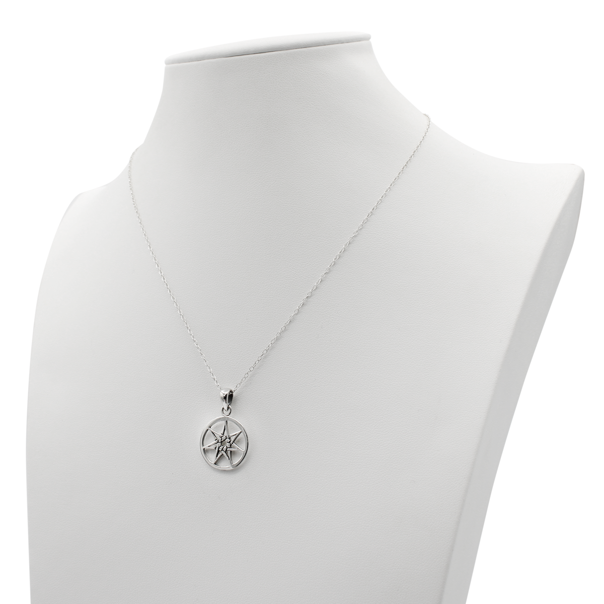 Wiccan Faery Star, Small Sterling Silver Septagram Pendant Necklace, modern wicca jewelry