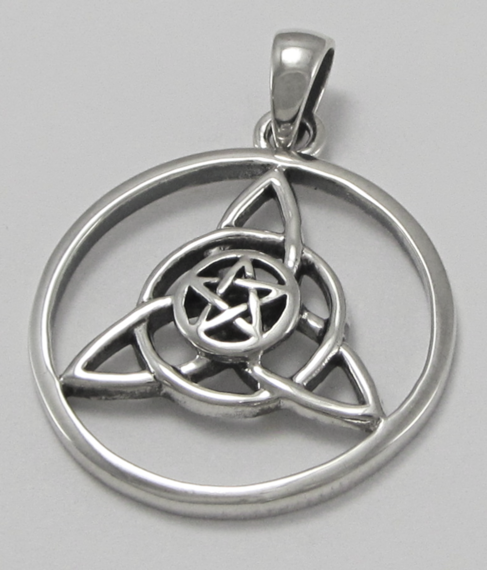 Sterling Silver Celtic Triquetra with Small Pentacle Pendant