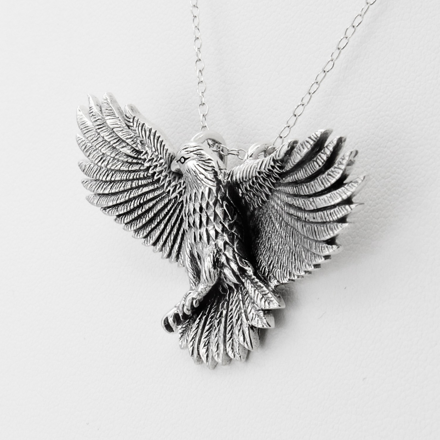 925 Sterling Silver Flying Eagle Bird Pendant Amulet