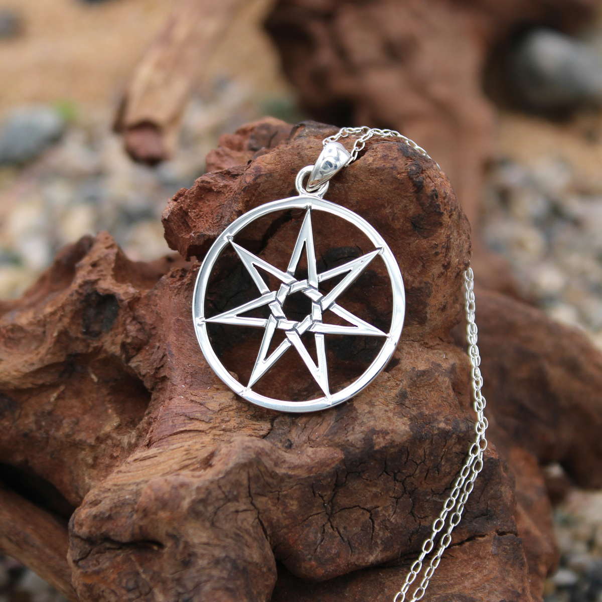 Sterling Silver Faery Star Necklace | Septagram Pendant