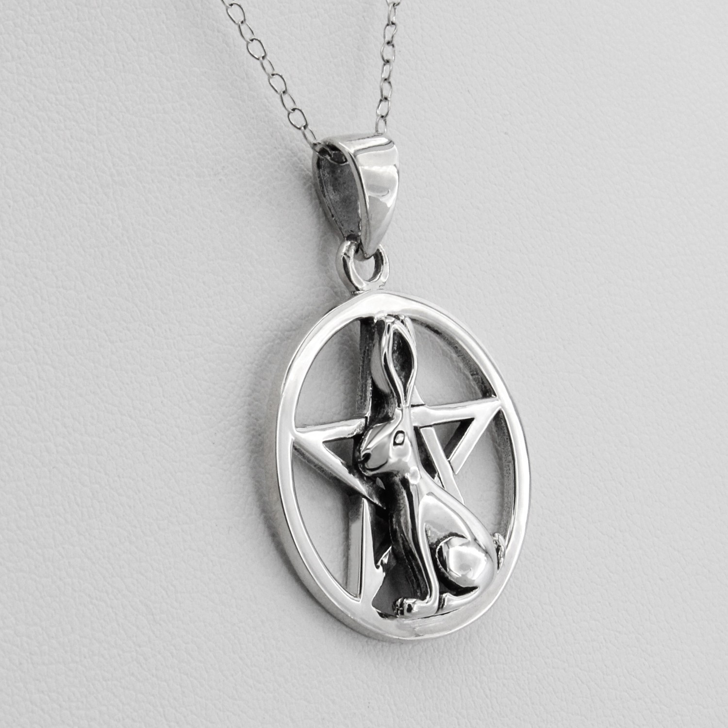 Rabbit Pentacle Necklace in 925 Sterling Silver Bunny Hare Pendant