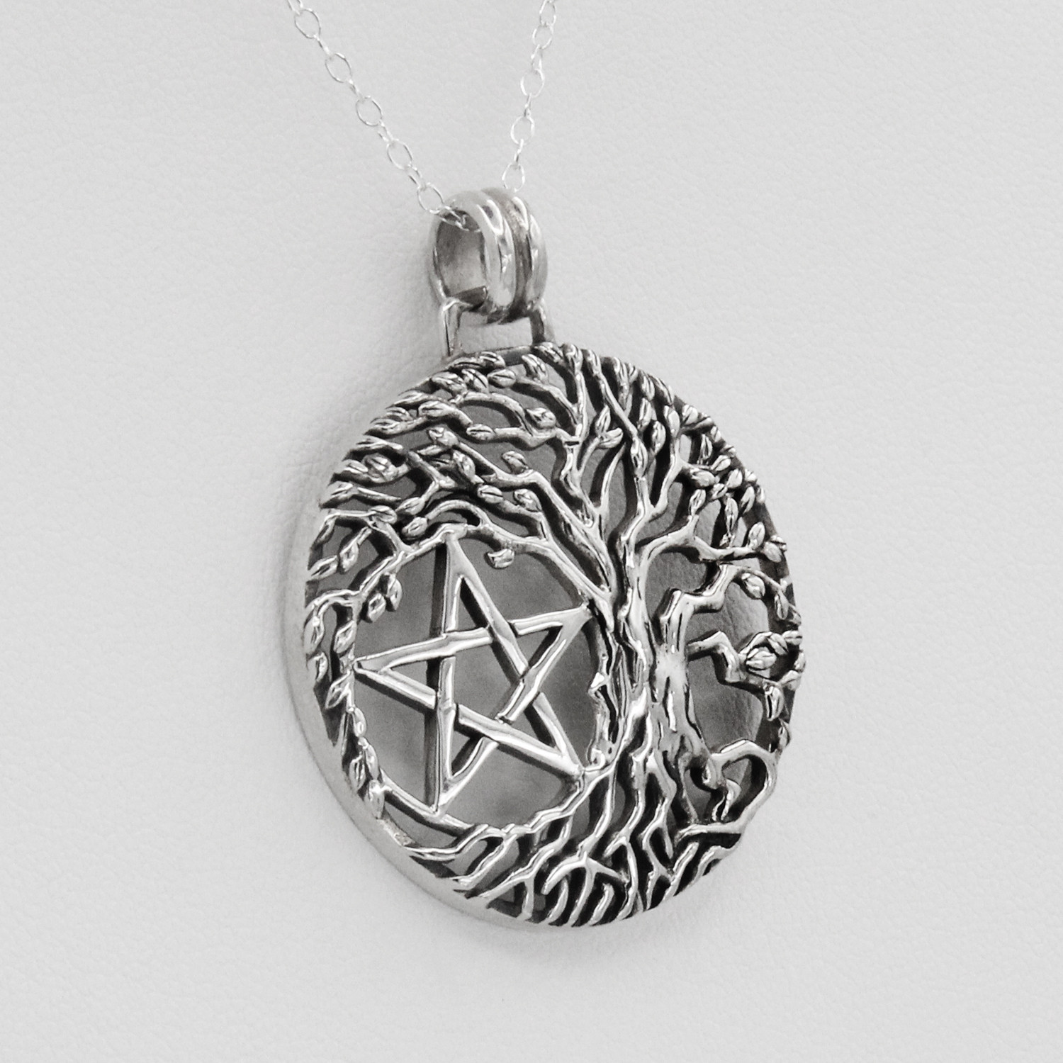 服/ファッション MM: Extra Large Cut Out Tree Pentacle Tree of Life Yggdrasil Pentacle Pentagram Pendant Wiccan Pagan Jewelry