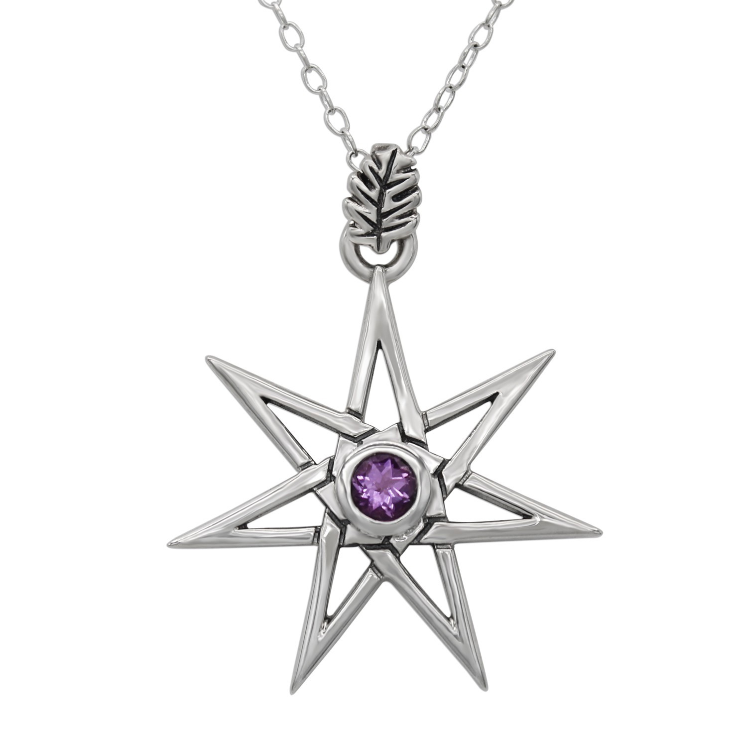 Sterling Silver Septagram Faery Star Wiccan Necklace Pendant Pagan