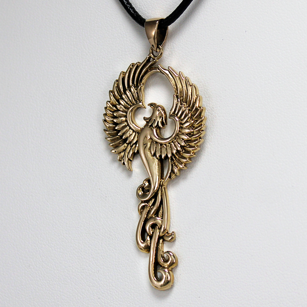 Phoenix Pendant Necklace Bronze Spirit Animal Jewelry