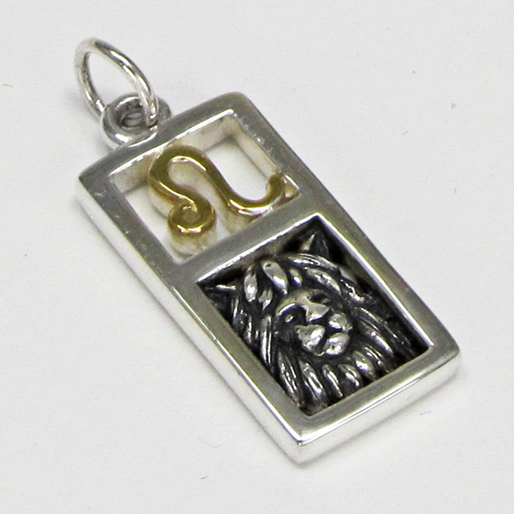 Sterling Silver Leo the Lion Zodiac Sign Pendant Charm with Vermeil