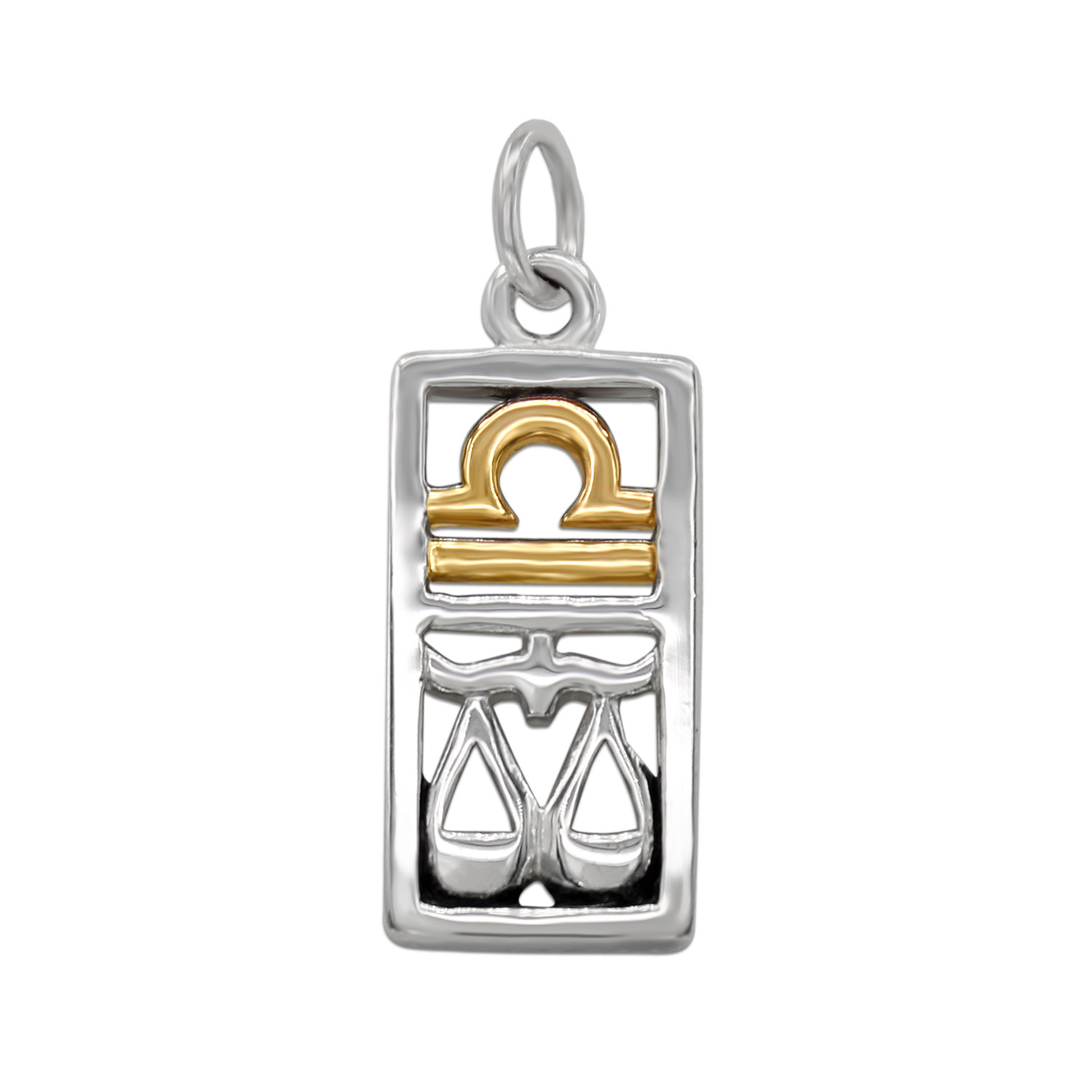 Libra pendant product shot on a white background showing the gold vermeil symbol and silver scales