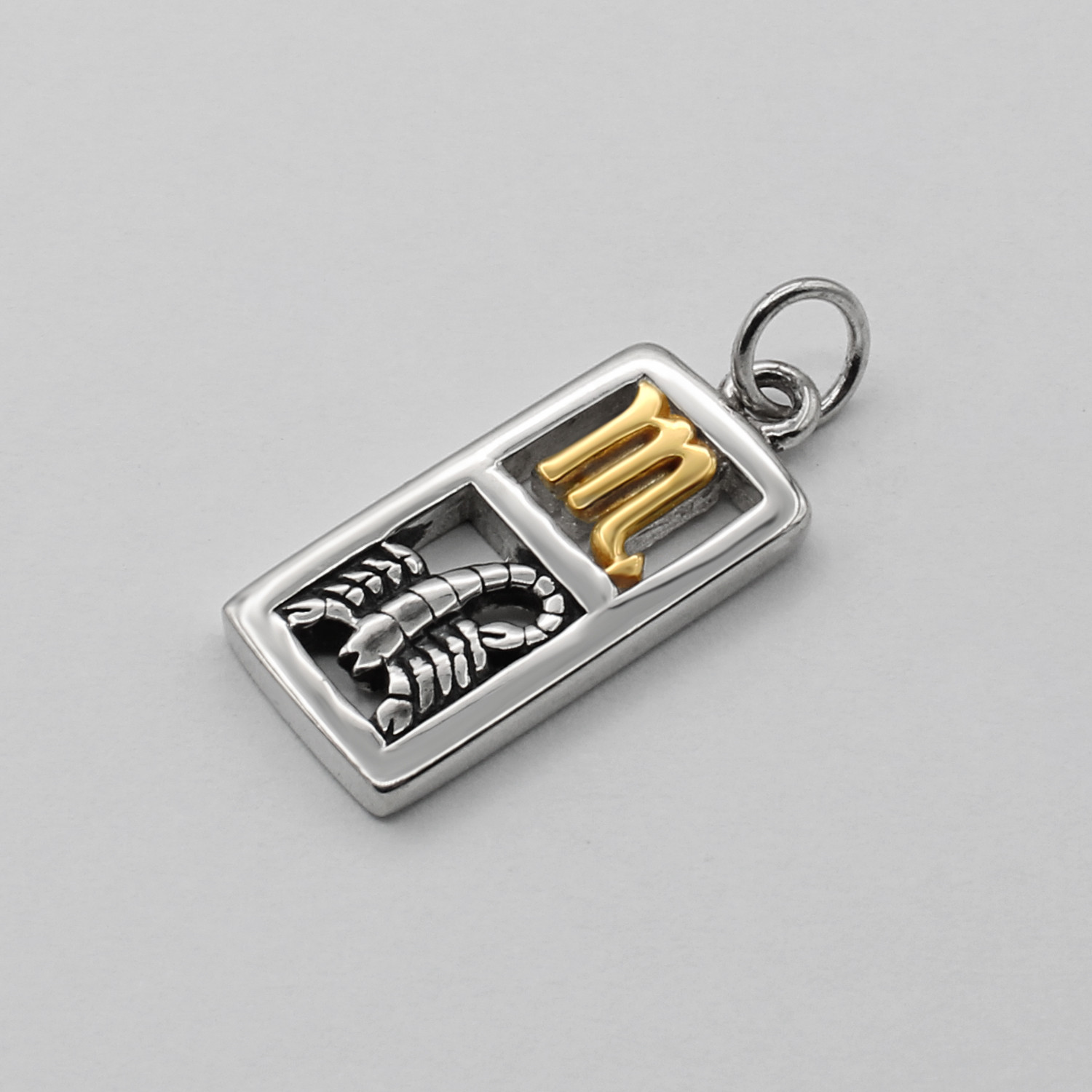 Zodiac charm for Scorpio crafted from high-quality .925 sterling silver with a contrasting gold finish