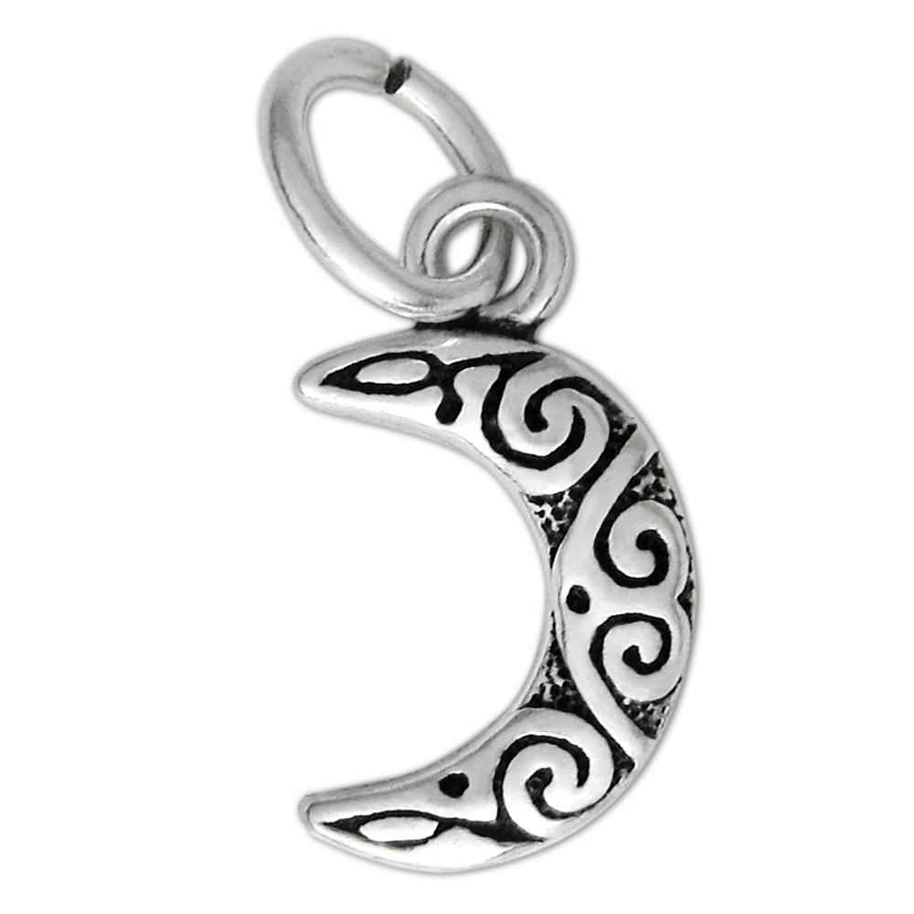 Tiny Sterling Silver Celtic Knot Crescent Moon Pendant Charm Jewelry