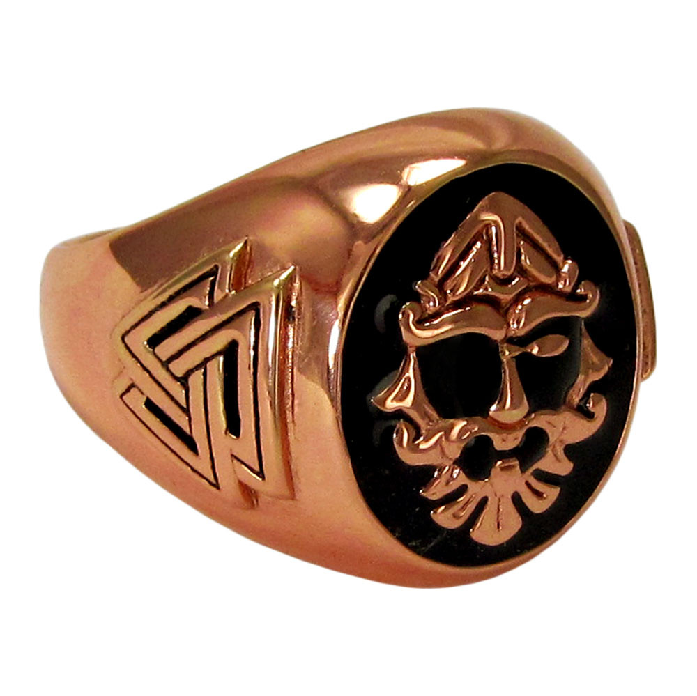 Large Copper Odin Valknut Signet Ring