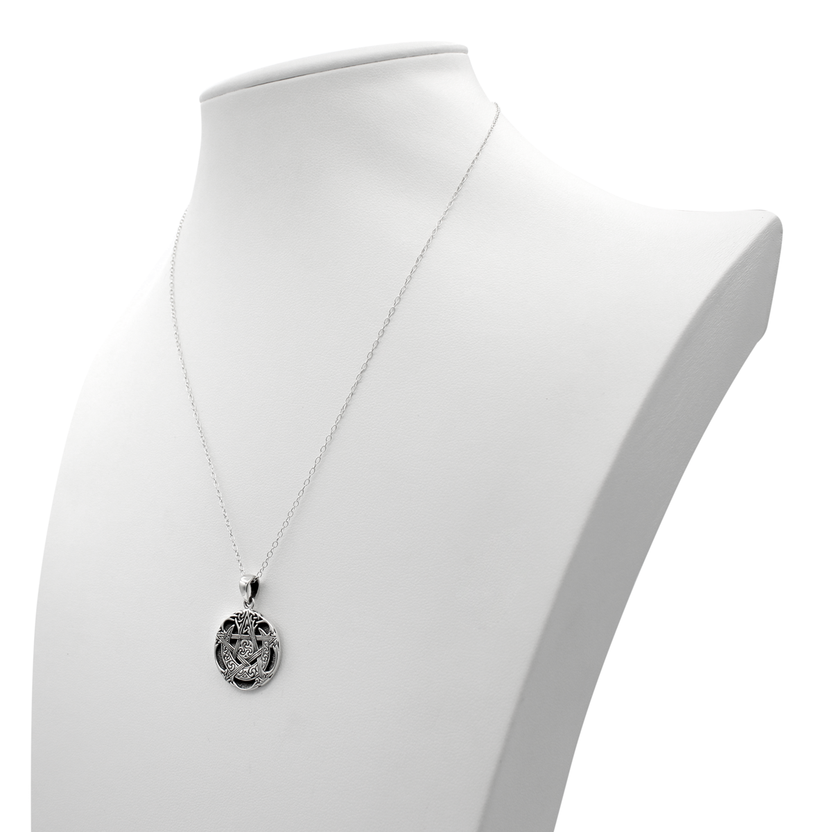Sterling Silver Wiccan Pagan Jewelry | Moon Pentacle Pendant