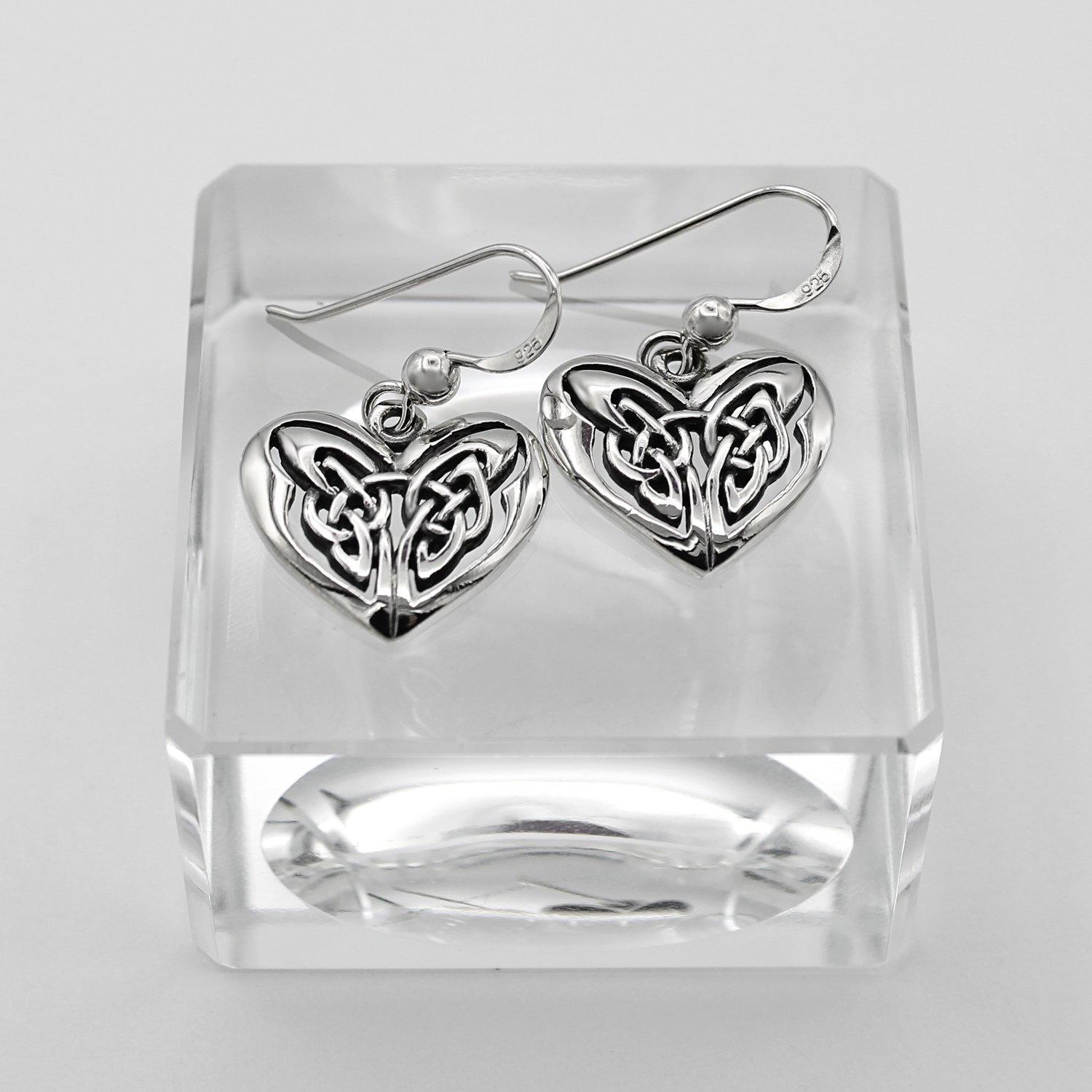 Womens Romantic Silver Jewelry Gift Celtic Heart Drop Earrings
