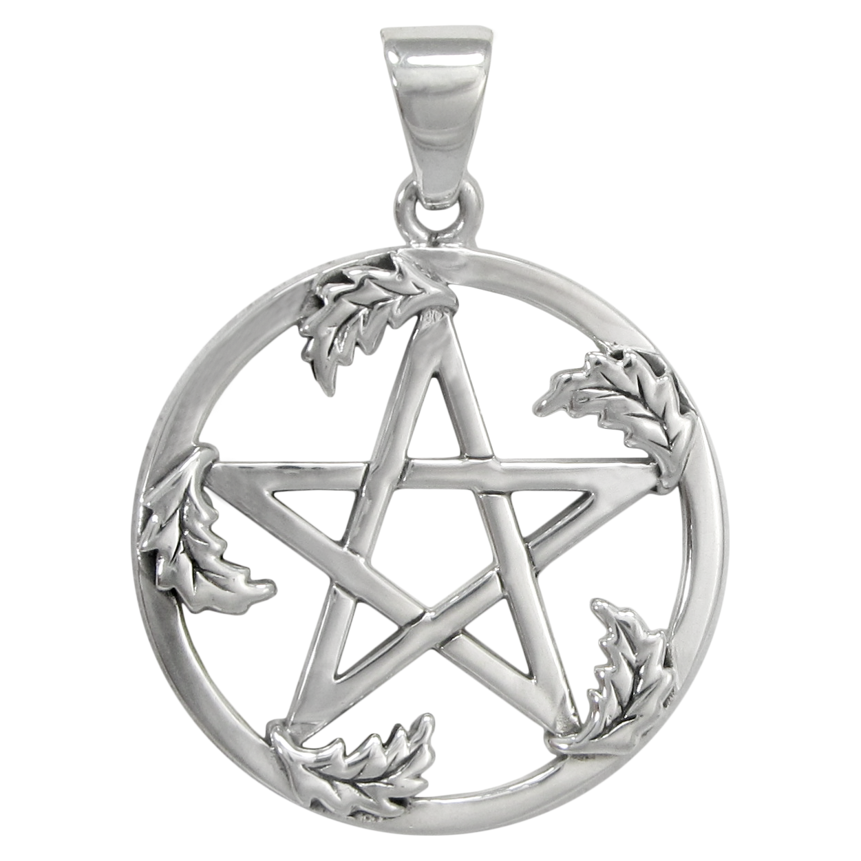 Sterling Silver Large Oak Leaf Pentacle Pendant