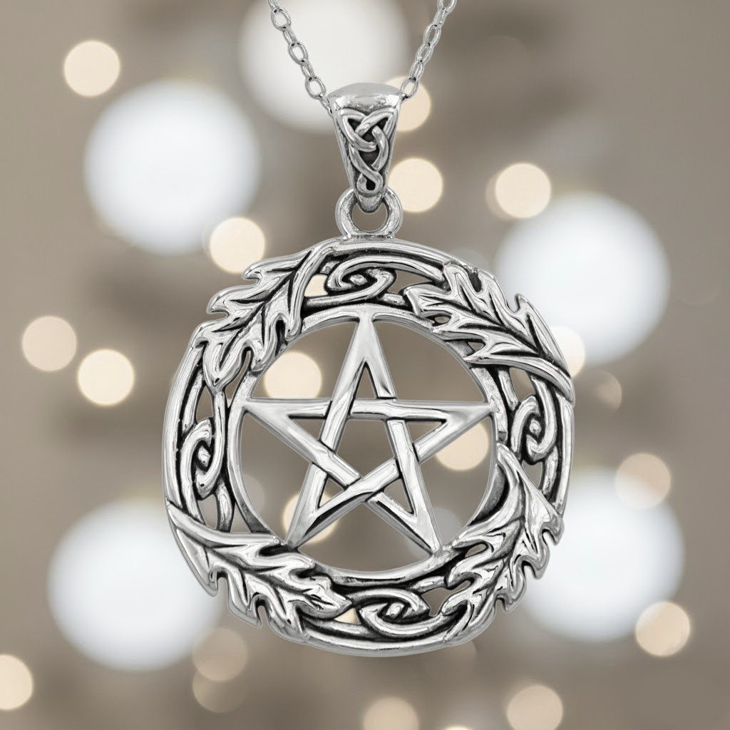 Oak Leaf Pentacle Necklace Wiccan & Pagan Jewelry