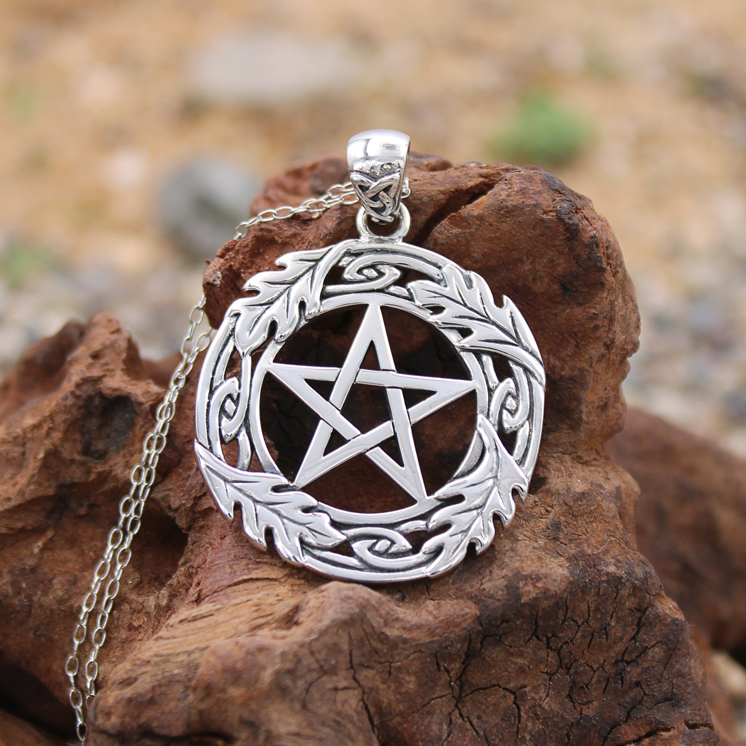 Oak Leaf Pentacle Jewelry Wicca Celtic Pagan God Oak King Pendant Necklace