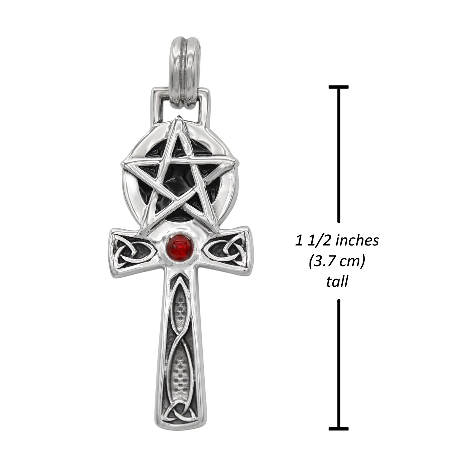 Pentacle Ankh Pendant Necklace Measurement 1.5 inches tall (38 mm)