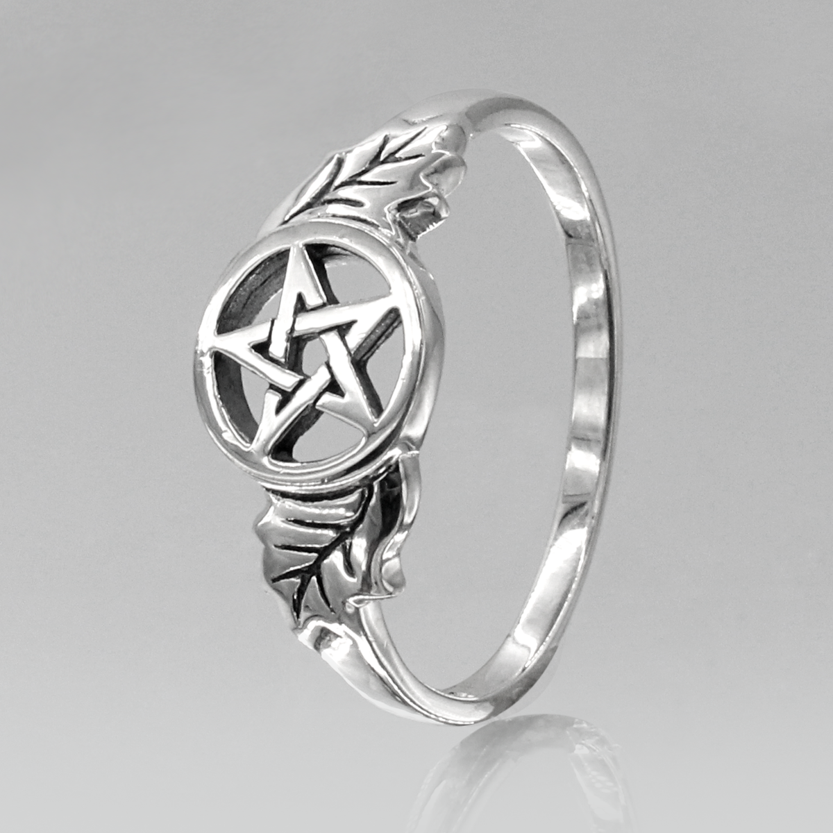 Oak Pentacle Druid Ring Sterling Silver