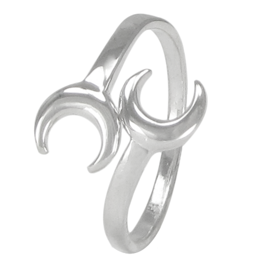 Sterling Silver Entwined Crescent Moon Ring