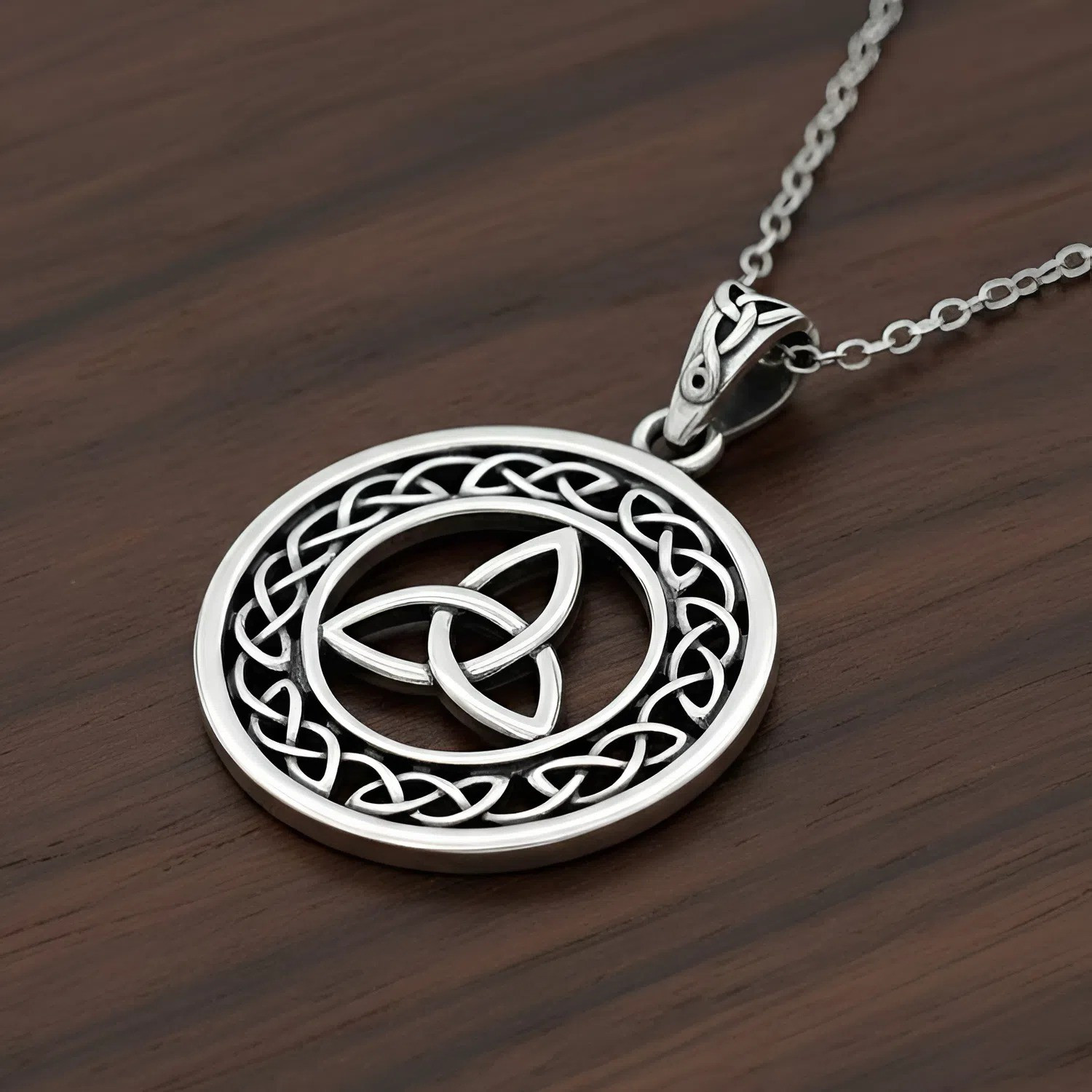 Celtic Triquetra Trinity Knot Necklace Made from 925 Sterling Silver