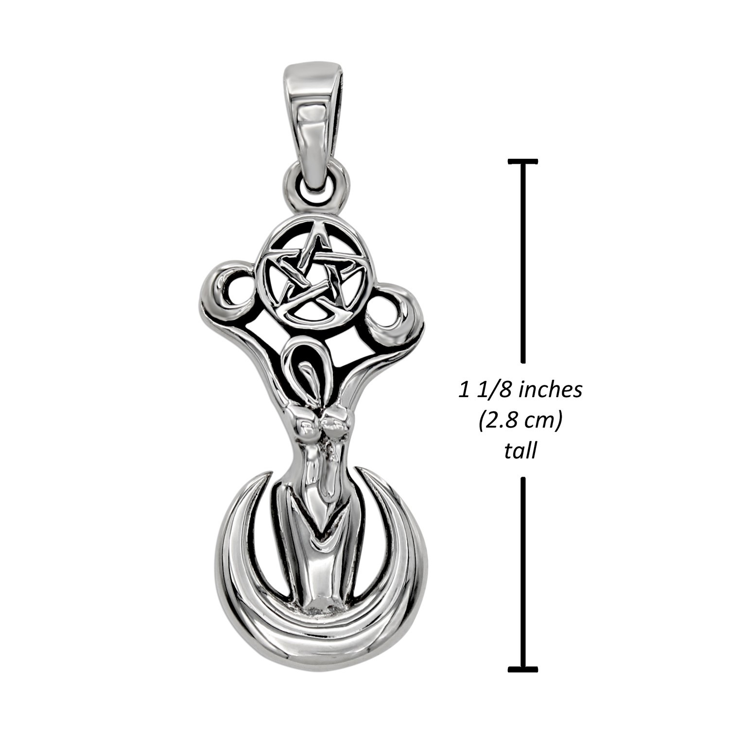 Moon Goddess Sterling Silver Pentacle Pendant Necklace Moon Goddess Sterling Silver Pentacle Pendant Necklace