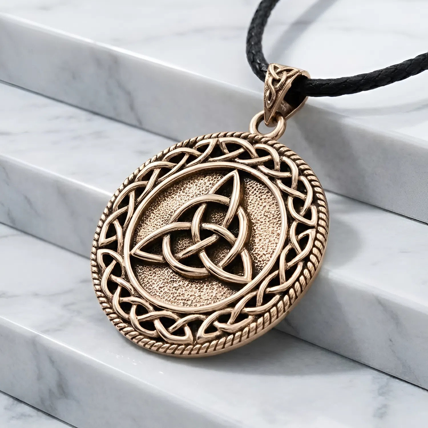 Bronze Triquetra Celtic Knot Pendant - Moonlight Mysteries