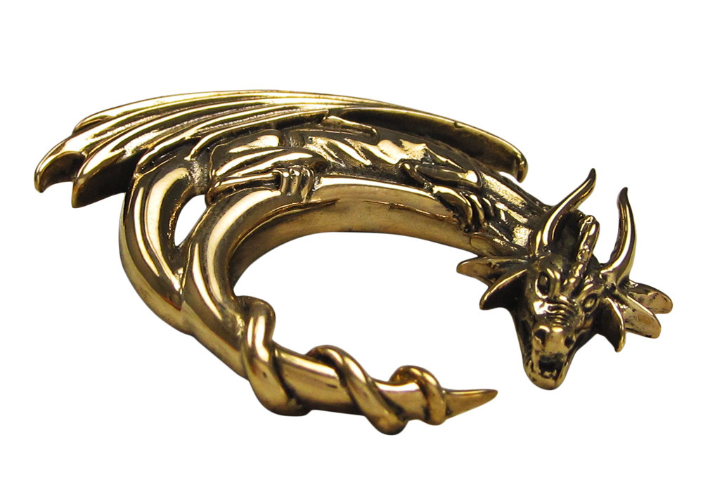 Bronze Dragon on Crescent Moon Pendant