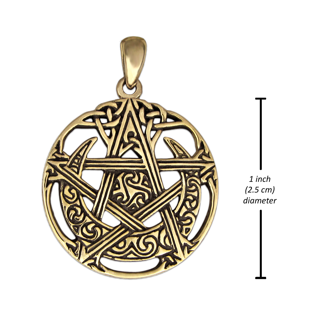 Bronze Cut Out Moon Pentacle Pendant