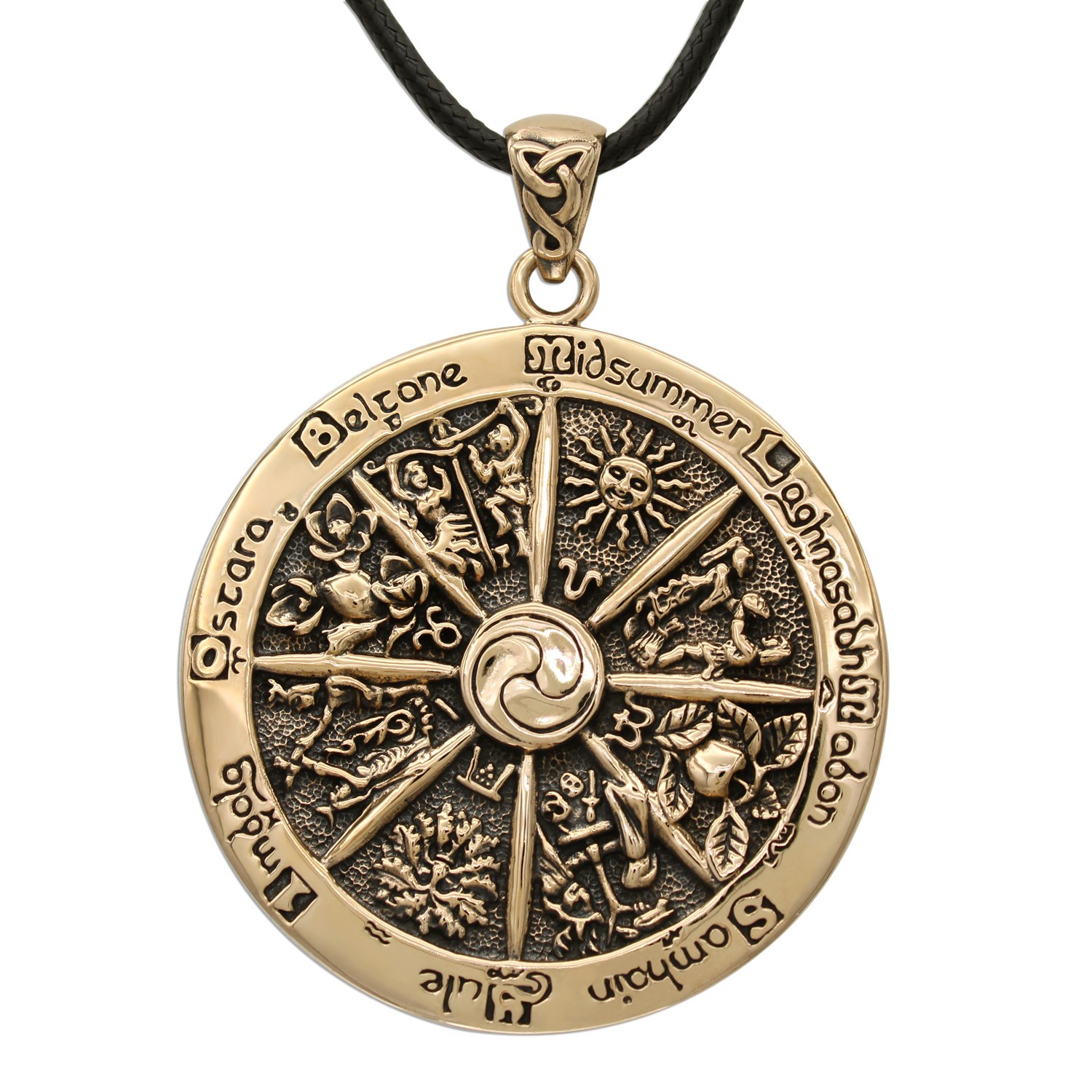 Bronze Wheel of the Year Pendant; This piece is for Witches who honor the Earth's rhythms, practice Pagan or Wiccan traditions, or appreciate historically-inspired jewelry.