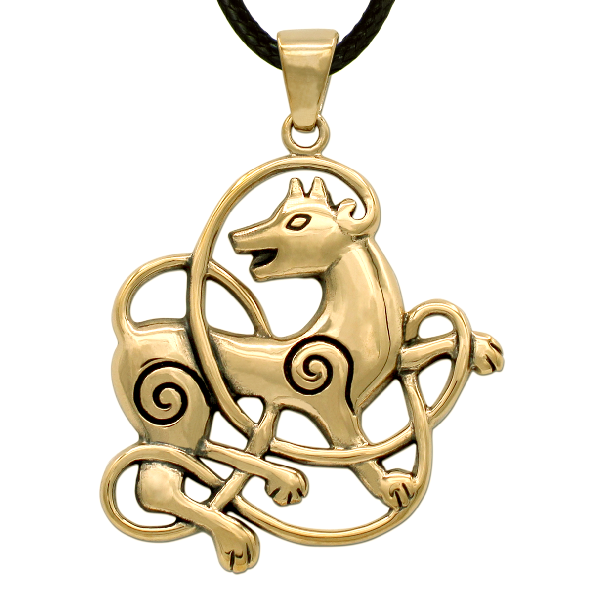 Celtic Wolf Totem Necklace | Spirit Animal Pendant | Bronze