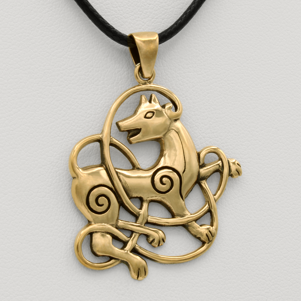 Animal Spirit Necklace | The Celtic Wolf | Totem Pendant | Black Cord