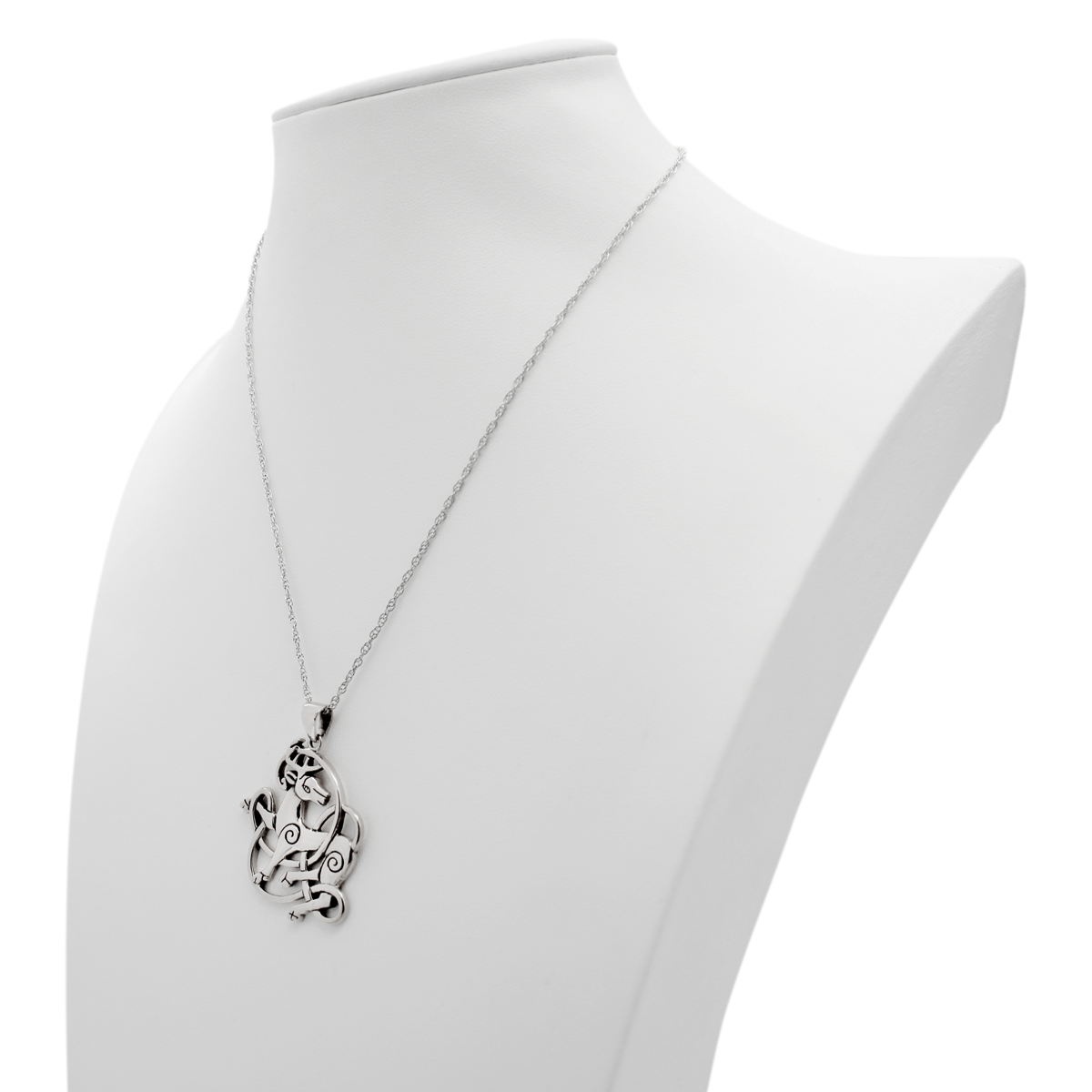 Sterling Silver Celtic Knot Stag Pendant - pagan and witch pendant necklaces, beautiful wiccan jewelry.