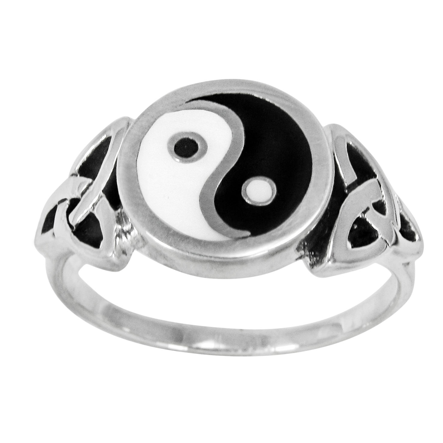 Sterling Silver Yin Yang Celtic Triquetra Knot Ring