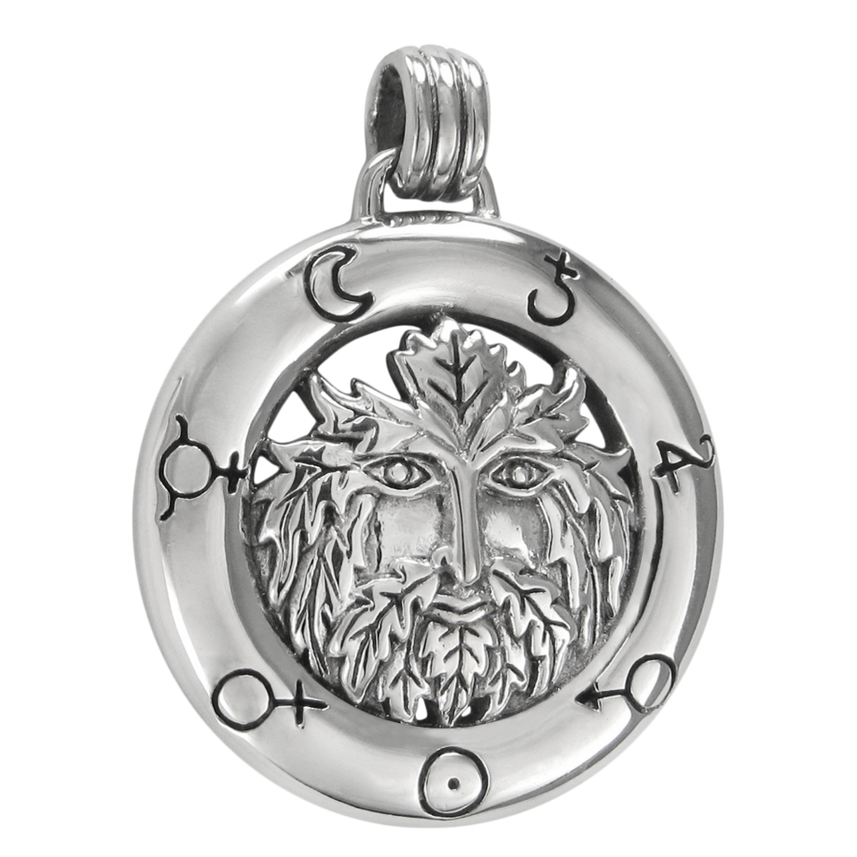 Sterling Silver Green Man Alchemy Symbol Pendant