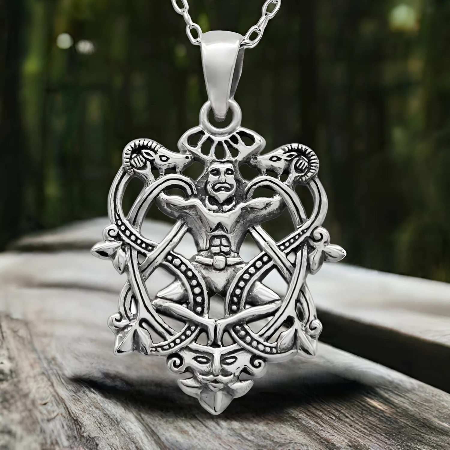 Celtic Pagan God Pendant Necklace In Sterling Silver : Wiccan Store