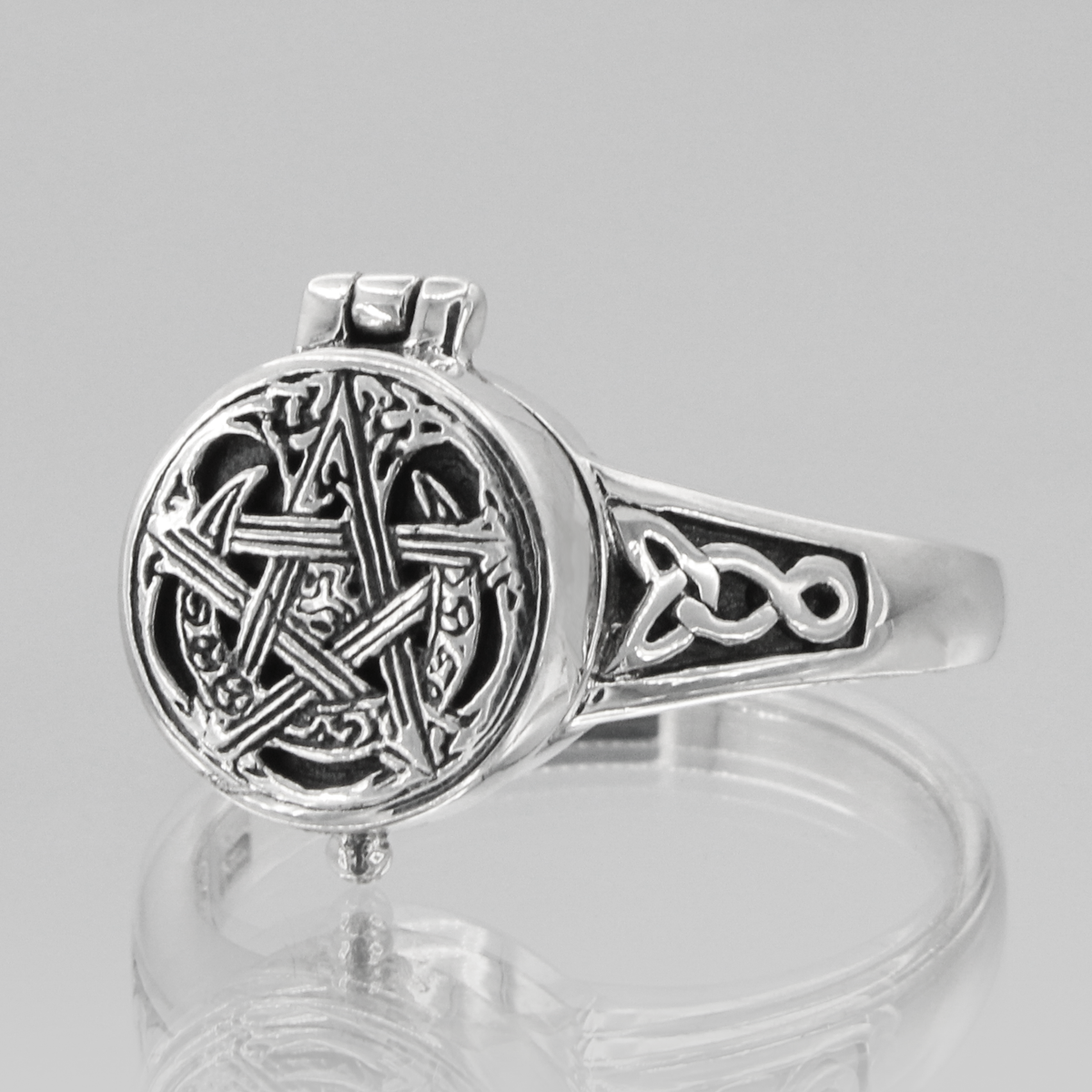 Spell Locket Moon Pentacle Poison Ring |  Witch Shop | Sterling Silver | Witchcraft Jewelry