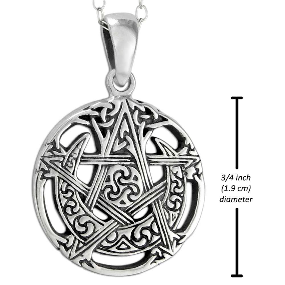 Sterling Silver Small Cut Moon Pentacle Pendant